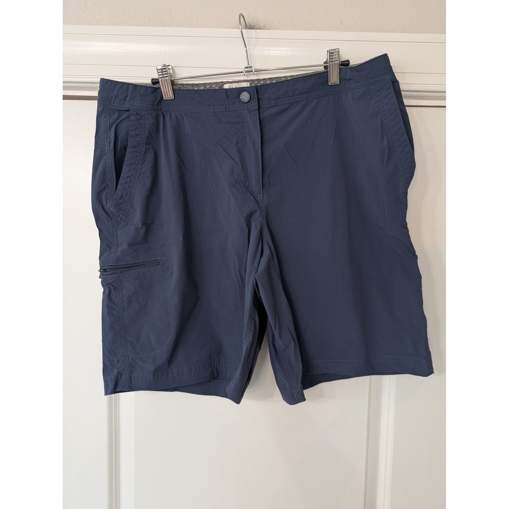 LL Bean Vista Camp Shorts Womens 14 Reg Navy Blue Nylon Stretch Hiking outdoor